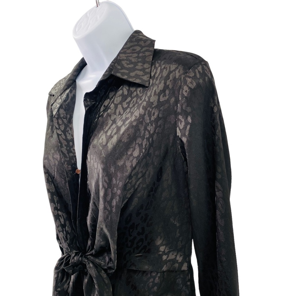 Petal & Pup NEW Tanzy Satin Formal Collared Shirt Dress in Black Leopard Size XS - Picture 6 of 12